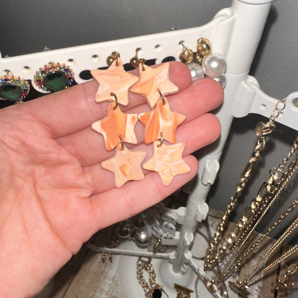 Star-Shaped peach colored Earrings